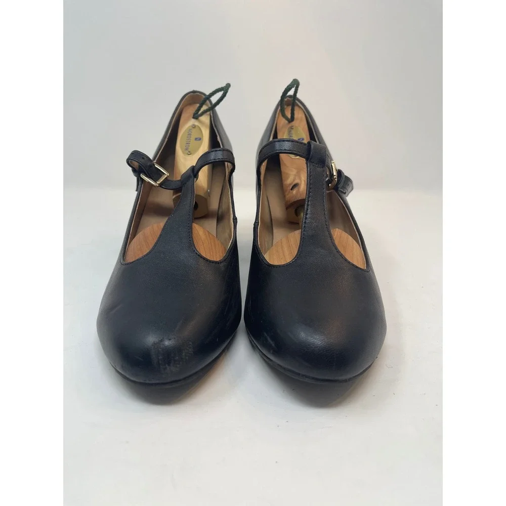 Dream Pairs T-Strap Pumps Womens 9 Black Good Block Heel Round‎ Toe DPU211
